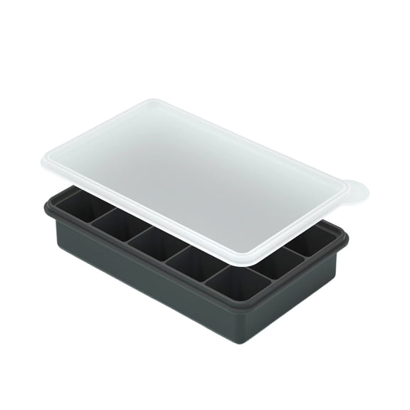 Kraoden Large Silicone Ice Cube Tray with Lid, 15-Cavity Freezer Molds for Easy Release, Stackable Ice Maker for Drinks and Infused Mixes, Food-Safe, Flexible Design