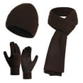 thumbnail image 1 of Kraoden Men and Women Knitted Thick Warmth Woolen Hat Scarf Gloves Three Piece Suit, 1 of 3