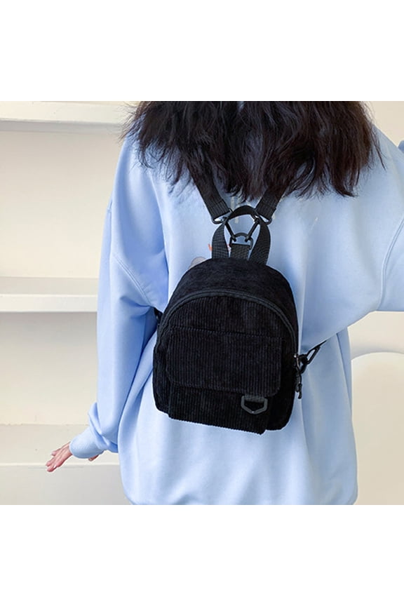 Mini Corduroy Backpack, Stylish and Versatile Bag, Adjustable Shoulder Strap, Makeup Organizer, Fashionable Commuting Bag with Convenient Storage Pockets