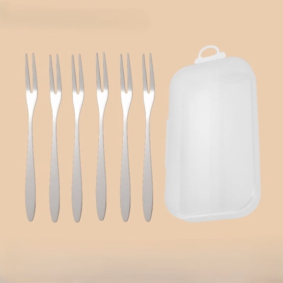 Kraoden Mini Stainless Steel Fruit Forks Set with Wooden Handle, Elegant Tableware for Entertaining, Desserts, Cheese Boards & Easy Storage Box, 10 Pack