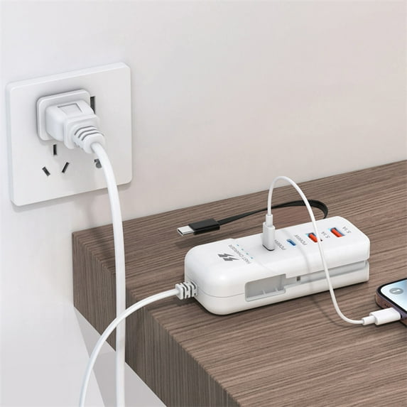 Kraoden Multi Port Charger with 2 PD Ports & 2 USB Ports for Fast Charging, 66W Quick Charge Suitable for iOS & Android Devices, Overcurrent & Short Circuit Protection