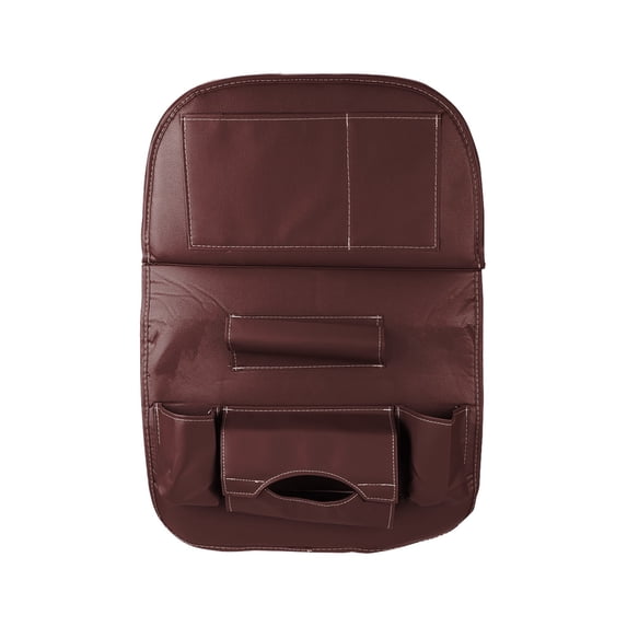 Kraoden Multifunctional Car Seat Storage Bag, Folding Backseat Organizer with Tray Table, Waterproof PU Leather, Durable Car Storage Solution for Phones, Tissues, Bottles, and More