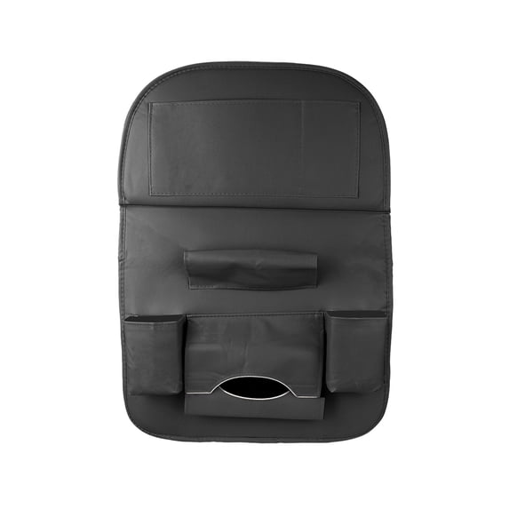 Kraoden Multifunctional Car Seat Storage Bag, Folding Backseat Organizer with Tray Table, Waterproof PU Leather, Durable Car Storage Solution for Phones, Tissues, Bottles, and More