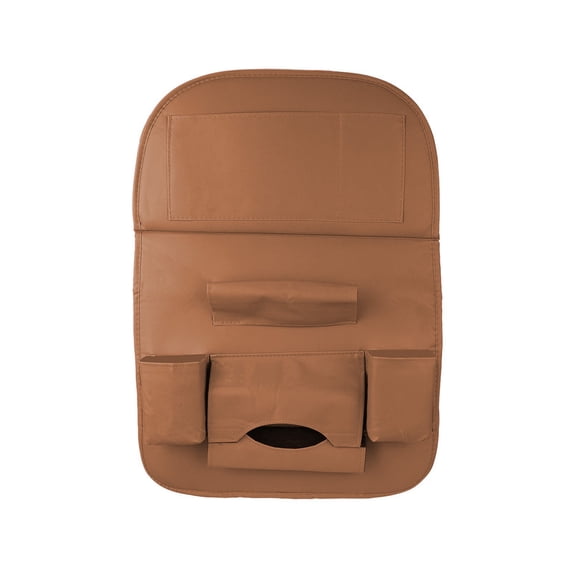 Kraoden Multifunctional Car Seat Storage Bag, Folding Backseat Organizer with Tray Table, Waterproof PU Leather, Durable Car Storage Solution for Phones, Tissues, Bottles, and More