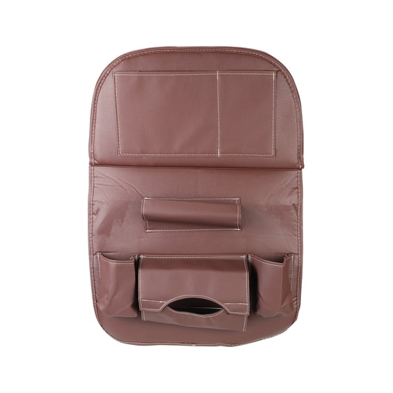 Kraoden Multifunctional Car Seat Storage Bag, Folding Backseat Organizer with Tray Table, Waterproof PU Leather, Durable Car Storage Solution for Phones, Tissues, Bottles, and More