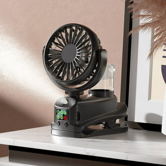 Kraoden Multifunctional Clip Spray USB Mini Fan 360 Degree Rotating Silent Desk Fan Portable Type-C Charging Spray Fan
