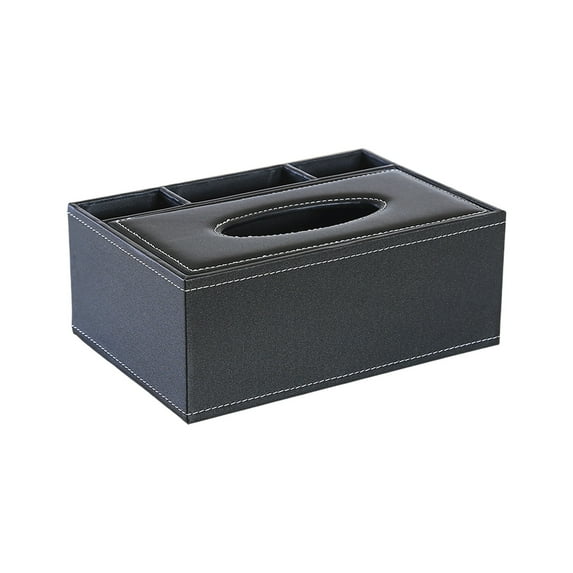 Kraoden Multifunctional Leather Remote Control Storage Box & Tissue Holder, Stylish Organizer for Living Room, Office, and Bedroom, Space Saving Design, Easy to Clean
