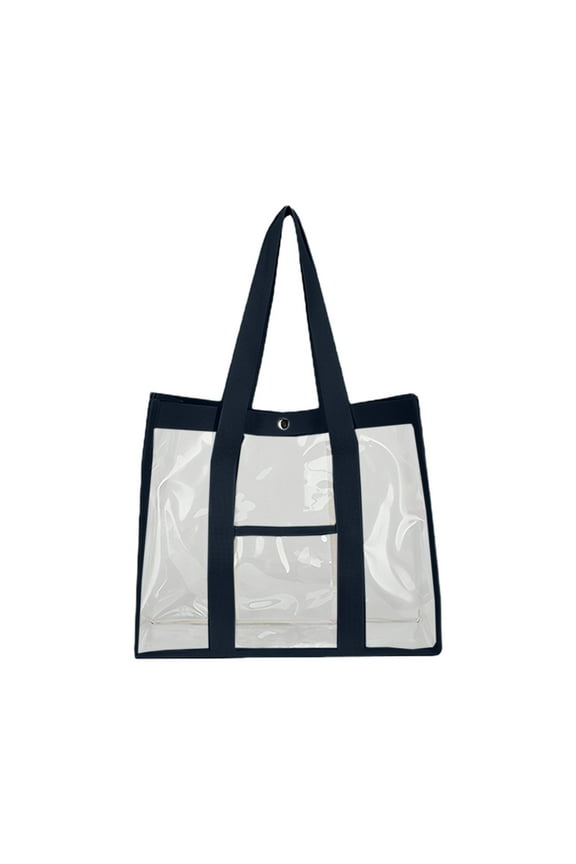 Natural Style Transparent Tote Bag, Stadium Safety Certified Clear Bag for Work, Beach, & Events, Durable PVC with Reinforced Handles, Perfect for Travel & Security Use