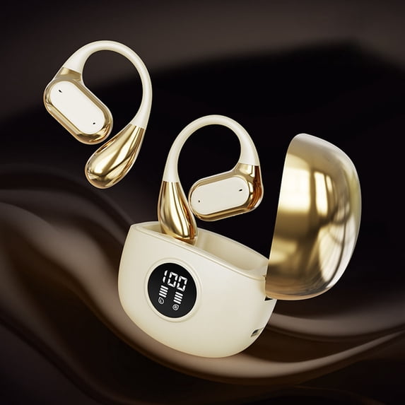 Kraoden Open Ear Bluetooth Earbuds, Non In Ear Sports Headphones with Intelligent Digital Display, Environmental Noise Cancellation, Bluetooth 5.4, Type-C Charging, Ideal for Outdoor Activities
