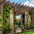 thumbnail image 1 of Kraoden Outdoor Waterproof Curtains Set, Elegant Vintage Green Floral Design, 2 Pieces for Patio, Balcony, and Garden Decor, Easy Installation, 1 of 6
