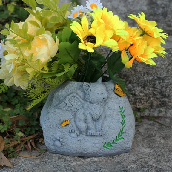 Kraoden Pet Dog Memorial Flower Pot, Resin Simulation Tribute Planter for Indoor & Outdoor Use, Unique Keepsake for Pet Lovers, Elegant Garden Decoration