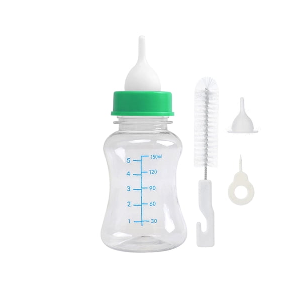 Kraoden Pet Nursing Bottle Kit for Puppies and Small Animals, Feeding Set with Multiple Nipples, Nipple Hole Puncher, and Bottle Brush for Hand Rearing and Basic Care