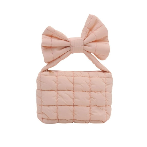 Kraoden Pleated Bow Handbag for Women, Soft Polyester Crossbody Bag with Extra Large Capacity, Comfortable Wide Handle, Stylish and Practical for Daily Use, Travel, and Shopping