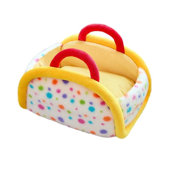 Kraoden Portable Semi-Enclosed All-Season Pet Bed, Soft Plush Handheld Cat Bed for Home and Car, Non-Slide, Comfortable Sleeping Space for Cats, Ideal Gift for Pet Lovers