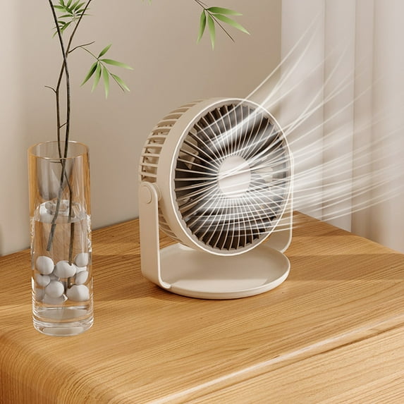 Kraoden Portable USB Rechargeable Countertop Fan, Adjustable Speed, Battery Powered, 360° Airflow, Low Noise, Indoor Outdoor Use, Ideal for Traveling, Home, Office, Kitchen, Bathroom