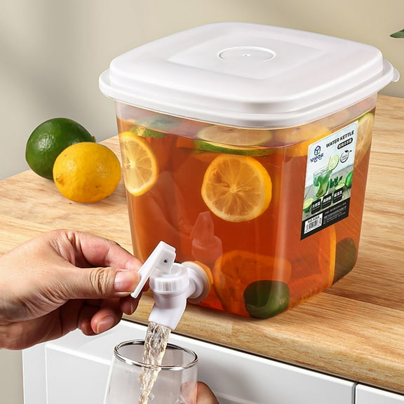 Kraoden Refrigerator Drink Dispenser Fridge Cold Kettle Jar Transparent Leak Proof Beverages Storage Container with Spigot and Lid Drink Bucket for Juices Iced