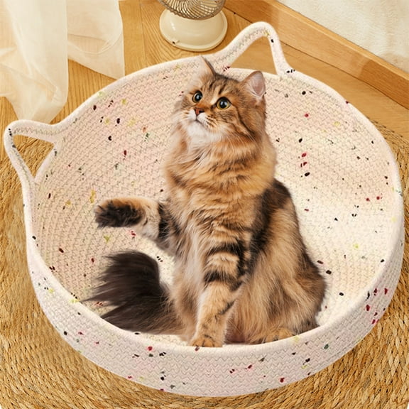 Kraoden Removable Washable Woven Cat Scratching Board & Sleeping Mat, Multifunctional Fossa with Cute Claw Grinding Pad for All Seasons