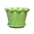 thumbnail image 1 of Kraoden Ruffled Plastic Flower Pots, Durable Lilies-style Wave-edged Planters for Indoor and Outdoor Use, Ideal for Succulents and Larger Plants, Includes Base Tray, 1 of 6
