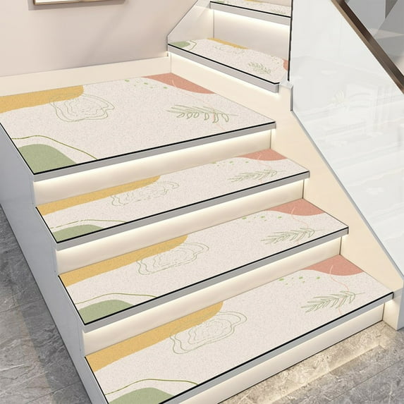 Kraoden Self-Adhesive Non-Slip Stair Carpet Mat, Polyester Stair Tread Cover for Hard Wood Steps, Washable, Odorless, Noise Reducing, Safe for Kids and Pets, Easy to Install