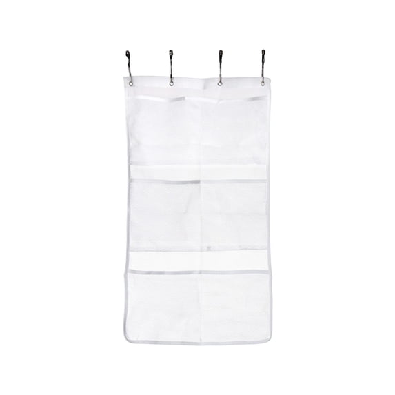 Kraoden Hanging Mesh Pockets Hold, Shower Organizer, Shower Caddy or Bathroom Organizer with Quick Drying Mesh, 6 Pockets to Hold Shampoo, Soap, Loofah, and Cruise Ship Essentials, White