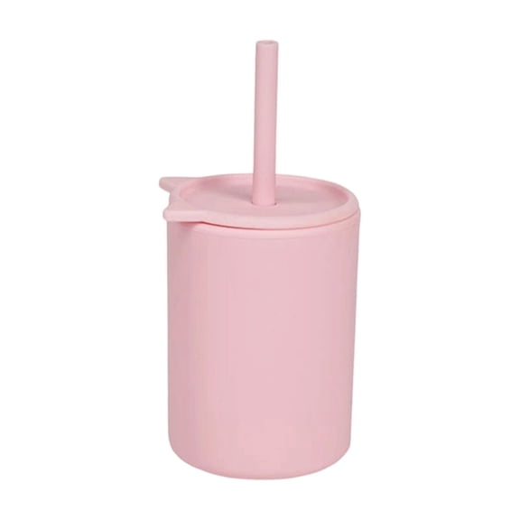Kraoden Silicone Learning Cup with Lid & Straw, Baby Spill-Proof Drinking Cup, Shatterproof Portable Water Cup for Kids, Food-Grade Safe Silicone, Dishwasher-Safe Reusable Tumbler