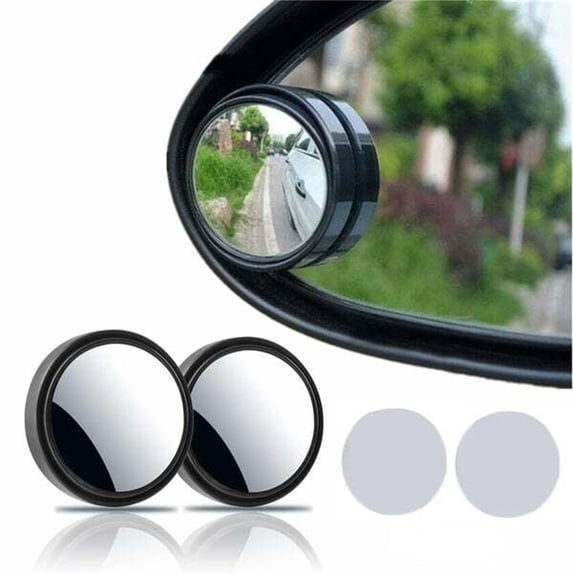 Kraoden Small Round Mirror Rearview Mirror Car Reverser Blind Aid 360 Degree Reflector Adjustable Wide Angle HD Paste