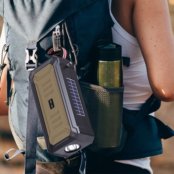 Kraoden Solar Bluetooth Speaker Portable Outdoor Bluetooth Speaker with Multifunctional Outdoor Flashlight Stereo Sound with Bass Home Wireless Speaker