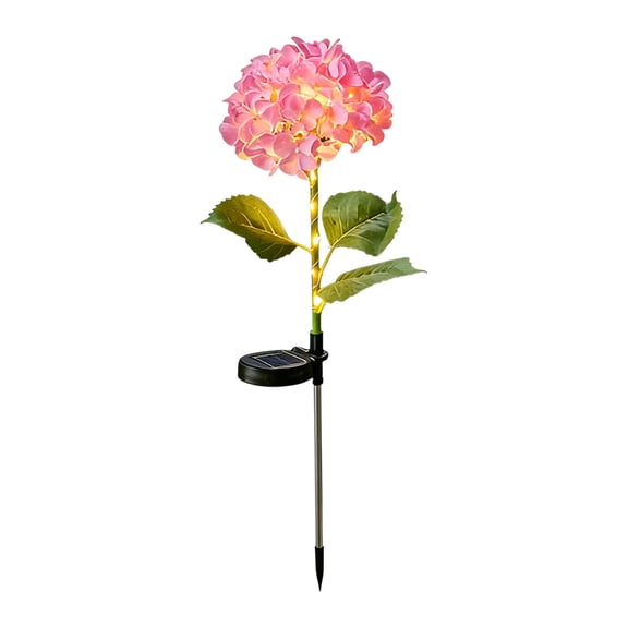 Kraoden Solar Hydrangea Flowers Outdoor Artificial Plants with LED Garden Stake Lights, Waterproof Solar Decor for Patios, Lawns, Pathways, and Flower Beds