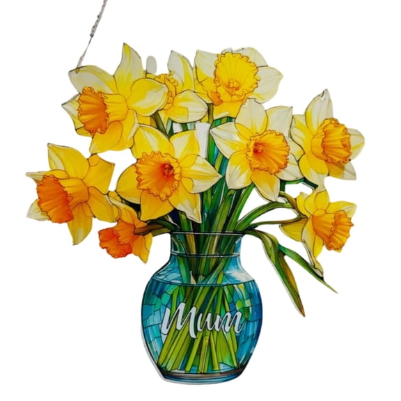 Kraoden Stained Glass Daffodil Suncatcher, Unique Flower Ornament for Home Decor, Ideal Gift for Mother's Day, Easy to Hang Window Decor, Enhances Ambiance