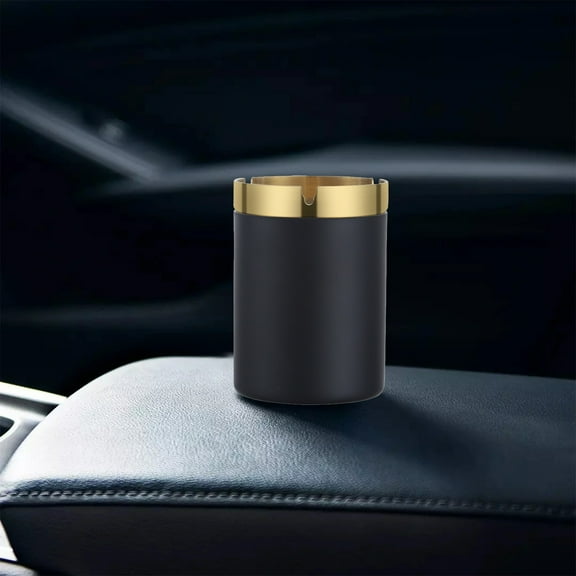 Kraoden Stainless Steel Car Ashtray Flame Retardant Waterproof Automotive Ashtray with Lid Stylish Metal Car Ashtray for Cigarettes