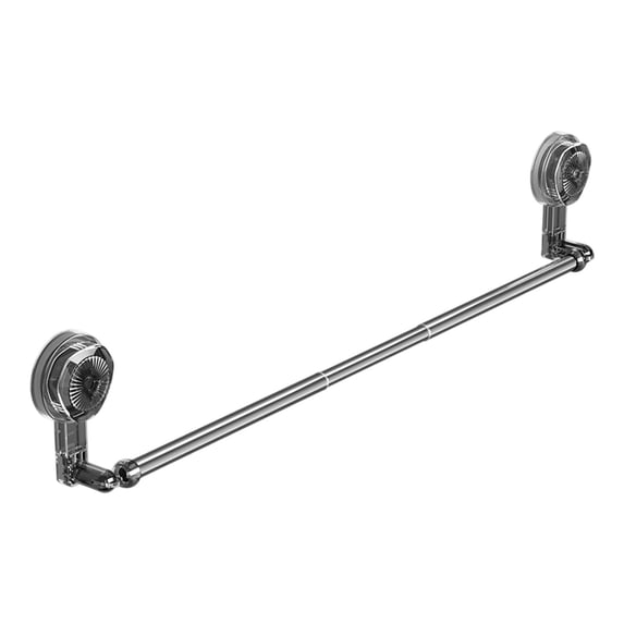 Kraoden Suction Cup Towel Rack, Extendable No Drill Bathroom Storage Organizer, Wall Mounted Scalable Towel Bar for Shower, Apartment, and Dorm Room, Space-Saving Design with Hooks and Shelf
