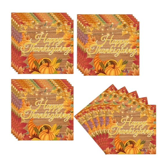 Kraoden Thanksgiving Party Supplies, Fall Napkins with Pumpkin and Maple Leaf Design, Perfect for Autumn Decorations, Birthday Parties, and Thanksgiving Celebrations