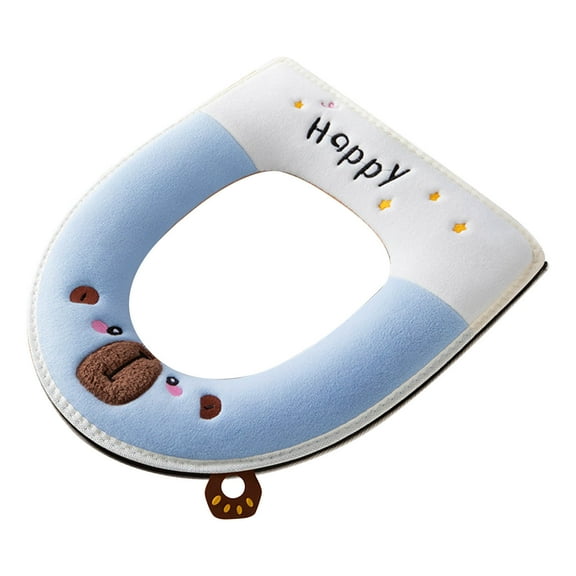 Kraoden Thickened Toilet Seat Cover with Handle, Washable Winter Knitted Toilet Ring, Soft and Comfortable Elongated Standard Toilet Seat Pad, Easy Installation and Cleaning, High Elasticity Design