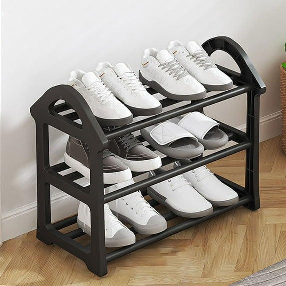 Kraoden Three Tier Shoe Rack Organizer, Plastic Shoe Storage for Entryway, Bedroom, Closet, Men's, Women's & Children's Shoes, Easy to Install, Durable Design