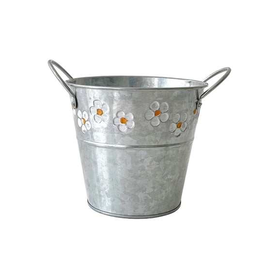 Kraoden Vintage Floral Tin Flower Bucket Watering Can, Handheld Decorative Iron Planter for Easter Flower Arrangement, Mini Garden, and Home Decor, Ideal for Gifts and Events