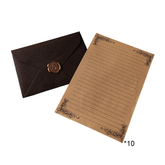 Kraoden Vintage Linen Stationery Paper Set with Wax Seals for Letters, Invitations, Greeting Cards, and Thank-You Notes, Elegant Writing Experience for Weddings and Events