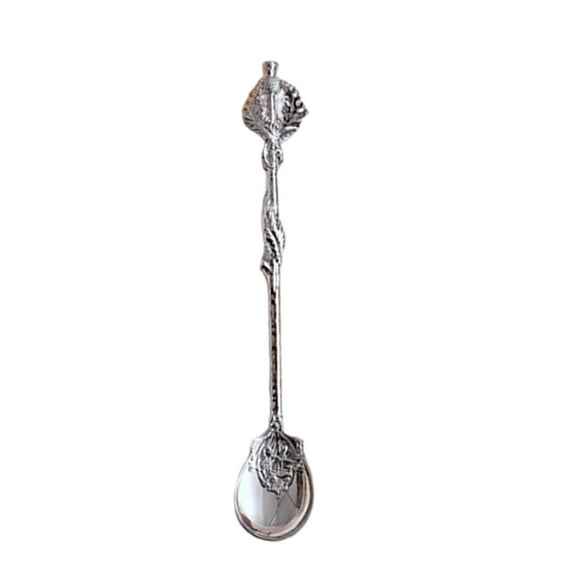 Kraoden Vintage Metal Coffee Spoon, Carved Stirring Spoon, Decorative Tea Spoon for Household Use, Western Style Tableware, Exquisite Design, Ideal for Coffee, Tea, and Desserts