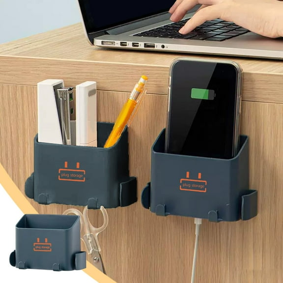 Kraoden Wall-Mounted Phone Storage Rack, Mobile Phone Charging Holder, Remote Control Organizer, Bathroom and Kitchen Storage Solution, Plastic Phone Bracket for Easy Accessibility