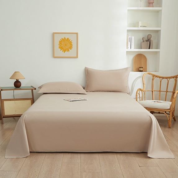 Kraoden Washable Solid Color Bed Sheets with Pillowcases Set, Soft Polyester Sheets for Comfortable Sleep, Easy to Maintain, Suitable for Various Bed Types