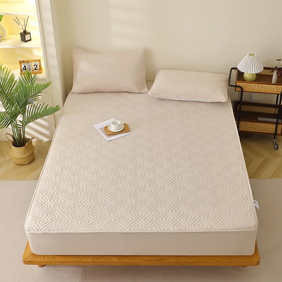 Kraoden Waterproof Mattress Protector, Thickened Cotton Bed Sheet, Breathable, Easy Care, Quick Dry, Spillage Protection, Durable, Comfortable Bedding for Fall & Winter