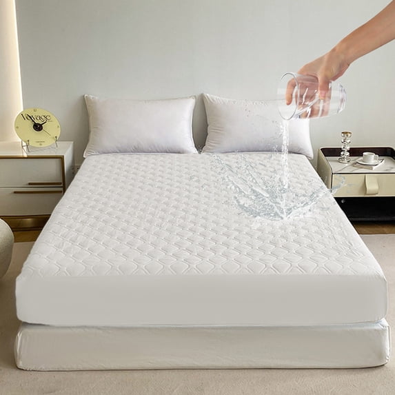 Kraoden Waterproof Non-Slip Fitted Bed Sheet, Soft Polyester Mattress Protector, Stretchy All-Inclusive Bed Cover, Easy-Clean & Ultimate Sleep Support