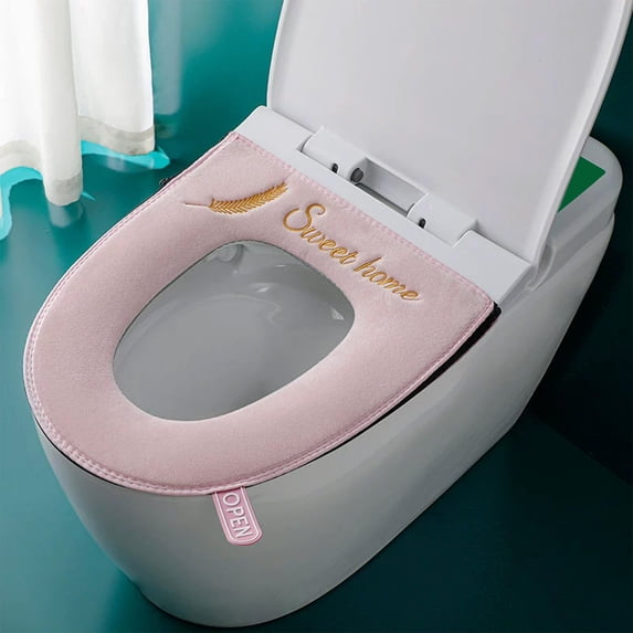 Kraoden Winter Toilet Pad Cover, Household Adhesive Toilet Seat Mat, Non-Stain, Easy to Clean, Portable, Ideal for Travel and Outdoor Use, Durable Flock Material