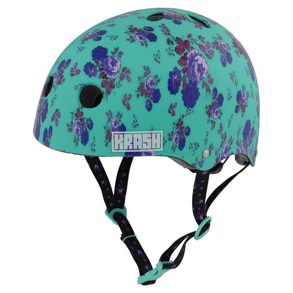 Krash! Fierce Flower Bike Helmet, Mint, Youth 8+ (54-58cm)