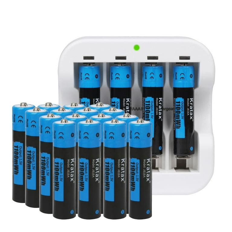 Kratax Rechargeable AA Batteries, 3500mWh 1.5V Rechargeable Lithium AA  Batteries with Charger 8-Pack 