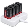 Kratax 4Pack 9V Lithium Batteries, 850mAh, Rechargeable with Charger