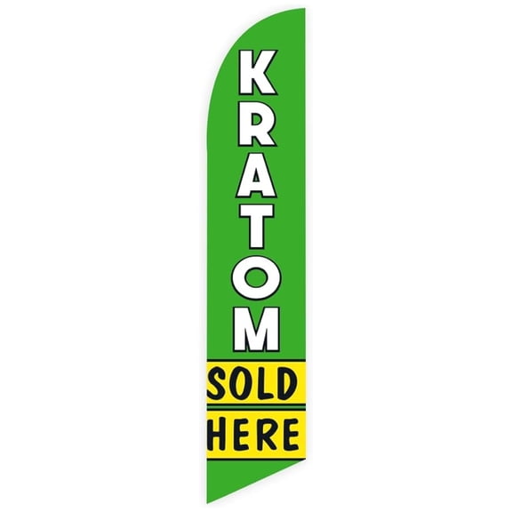 Kratom Advertising Flag 12ft - Replacement Flag Only, Outdoor Business Sign, Durable Polyester, Vibrant Colors, Attention Grabber
