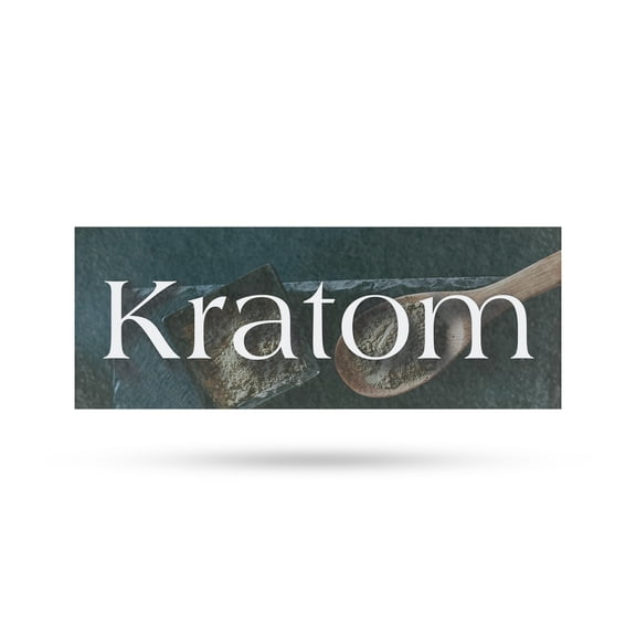 Kratom Vinyl Decal 12 Inch x 5 Inch Weatherproof Heavy-Duty Adhesive Backing | Herbal Wellness, Alternative Health, Customer-Ready Signage | Made in USA