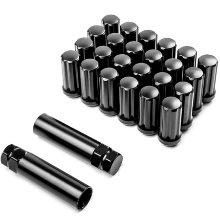 Krator 24x Black 14x2 Spline Lug Nuts Compatible with 2000-2002 Ford Excursion