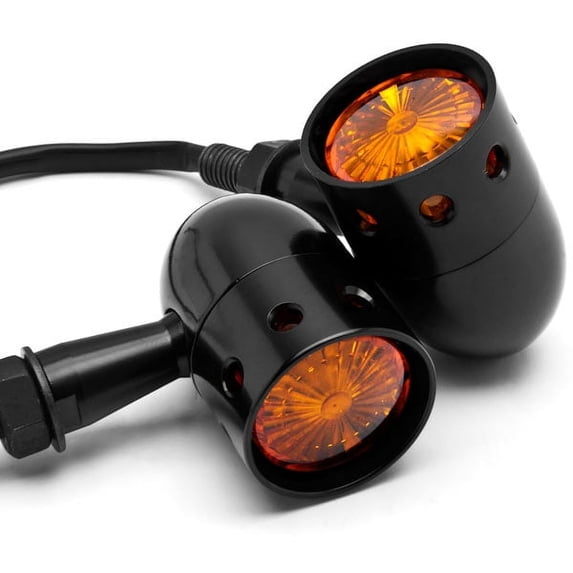 Krator 2pcs Black Motorcycle Turn Signals Blinkers Lights Compatible with Yamaha Raider S XV 1900 XV1900
