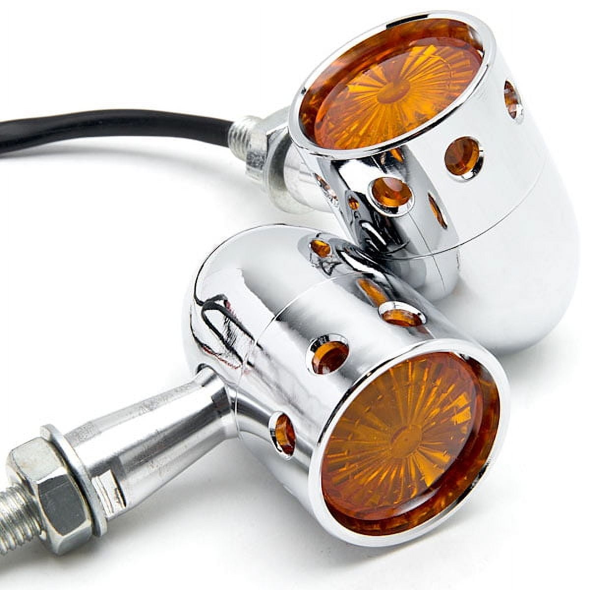 Krator 2pcs Chrome Motorcycle Turn Signals Blinker Lights Compatible ...
